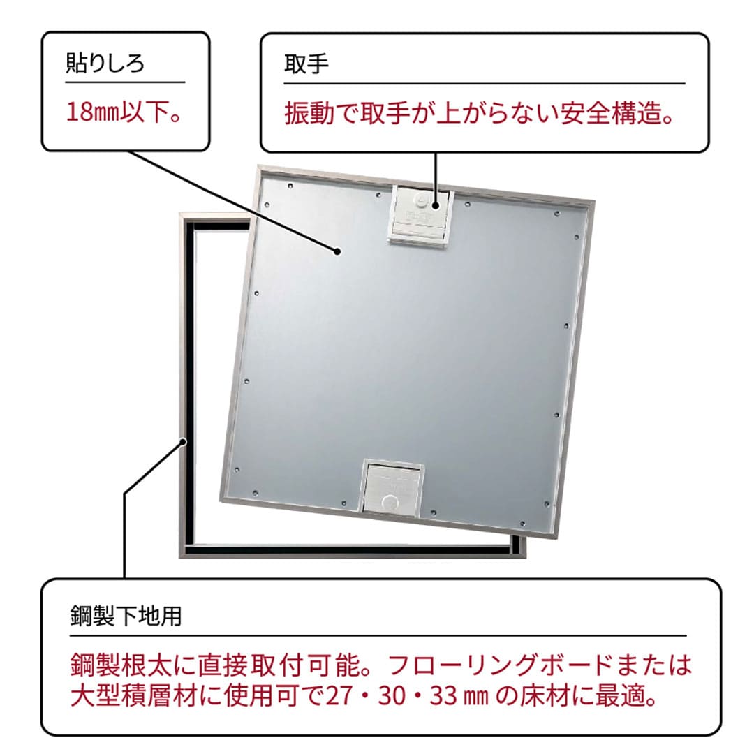 床点検口 木質フロア材向け 錠無 460角 DIKSP2460【ケース販売】4台入 ステンレス目地 ダイケン
