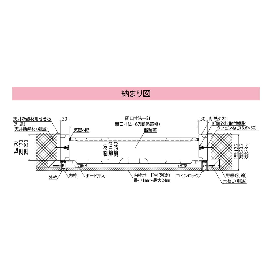 天井点検口 CXD型 24ホワイト CXDW324 気密 断熱タイプ 3型 省エネ基準対応 点検口ダイケン(法人限定)