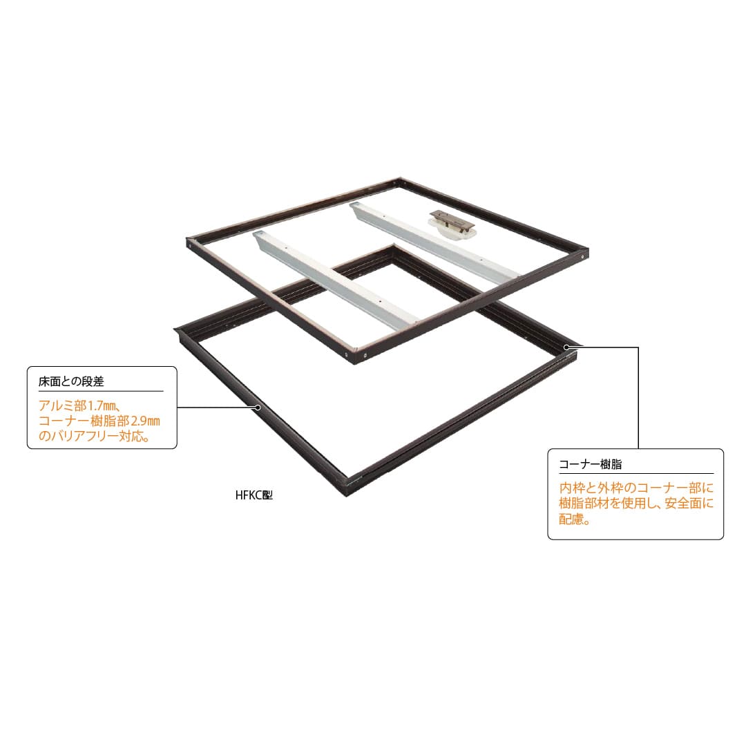 ホーム床点検口 HFKC型 600角 艶有ブロンズ HFKC60B 簡易気密 仕上厚15mm ダイケン(法人限定)