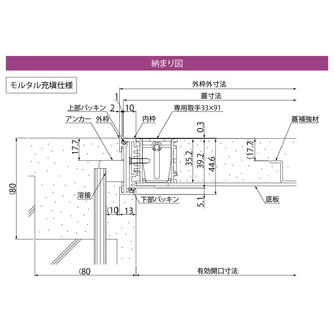 床点検口 FAGM型 450角 FAGM45 アルミ目地 防塵タイプ モルタル充填用 ダイケン(法人限定)