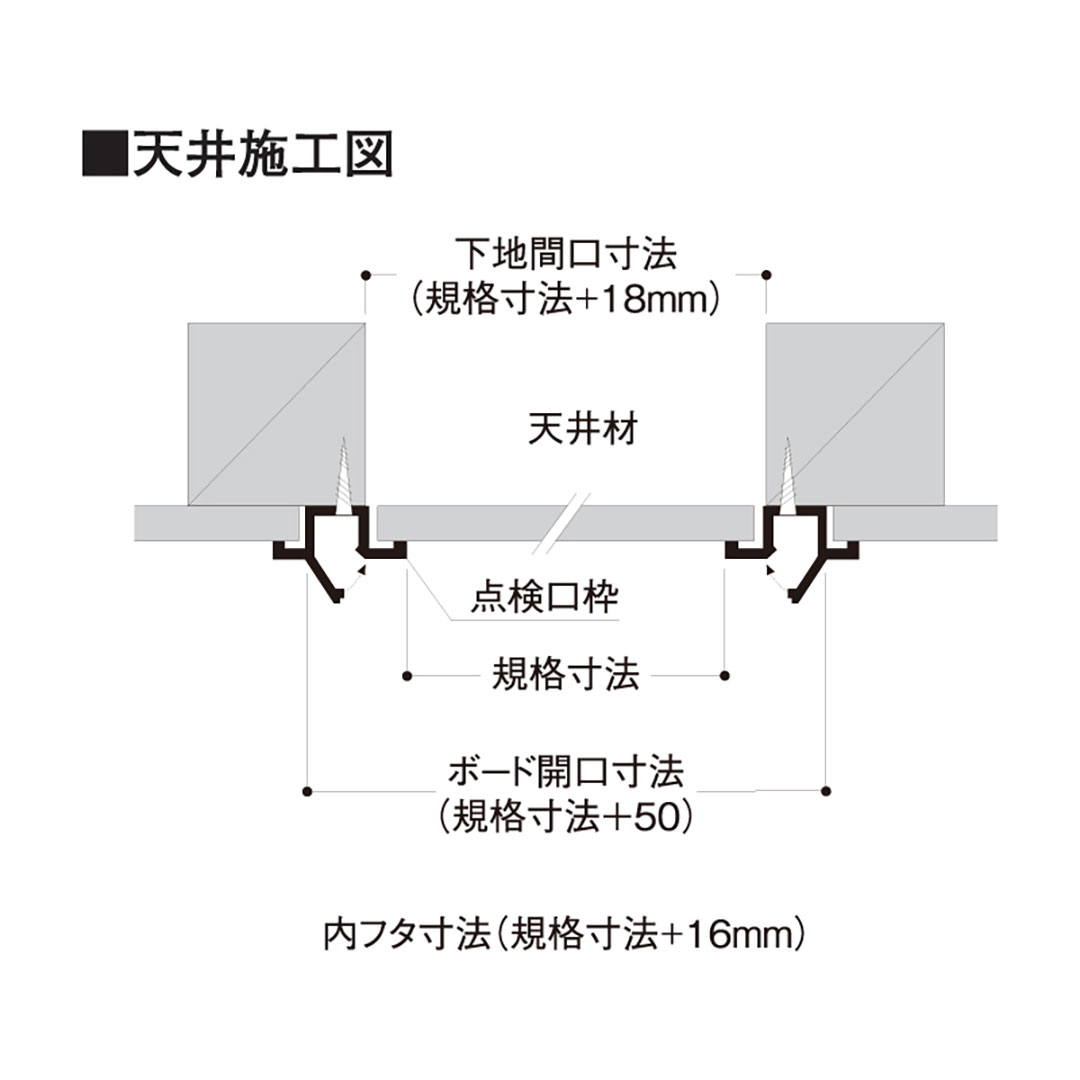 点検口枠 T-050N オフホワイト T5N30 300×300mm【ケース販売】25枠 ボード厚5mm用 天井壁兼用 フクビ
