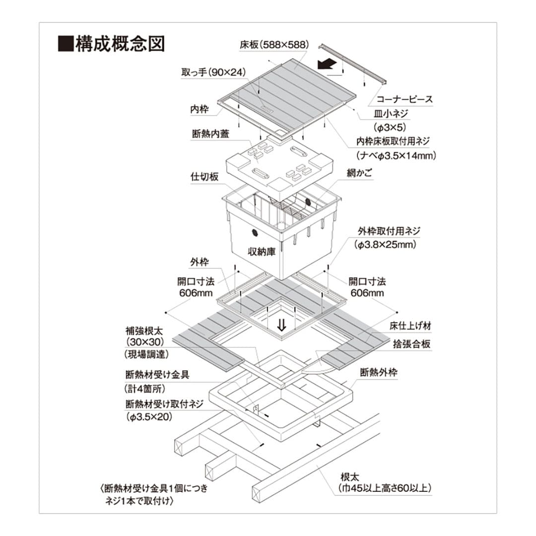 床下アルミ収納庫ASD 断熱タイプ シルバー ASD60S 619×619×463mm 床下収納庫 省エネ基準 フクビ