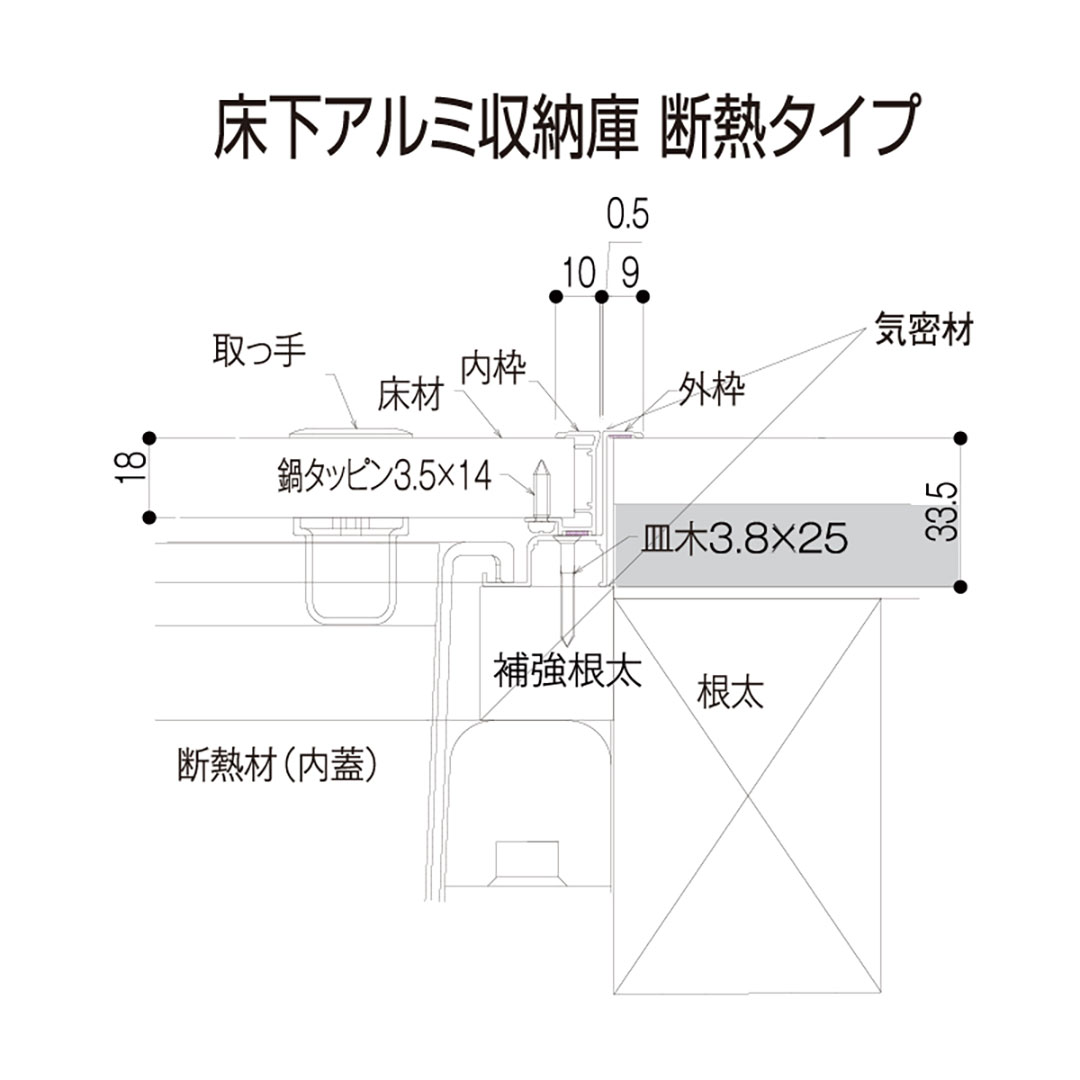 床下アルミ収納庫ASD 断熱タイプ シルバー ASD60S 619×619×463mm 床下収納庫 省エネ基準 フクビ
