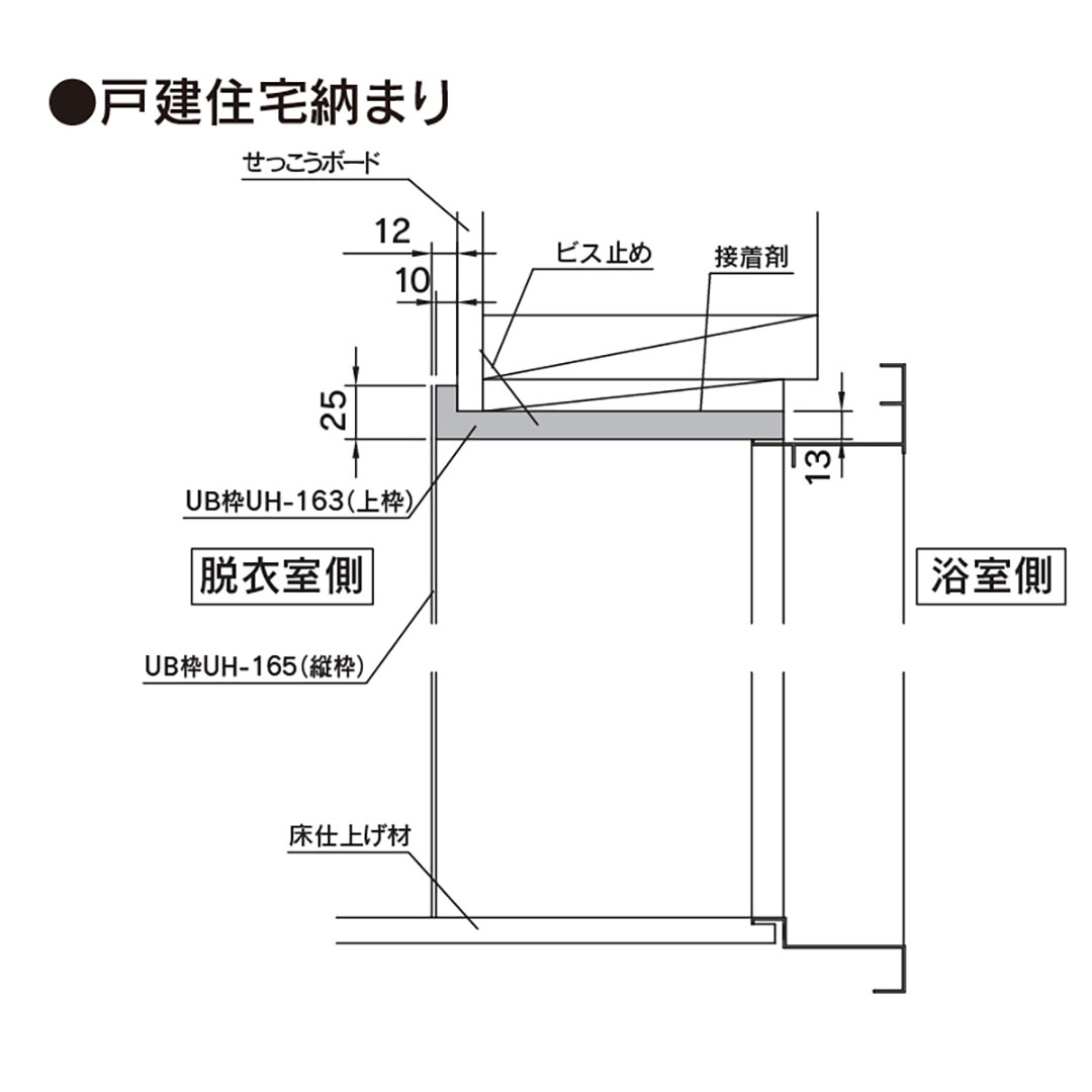 樹脂開口枠 UB枠 縦枠 UH-200（合板なし）UH20H22 樹脂枠 浴室建材 フクビ化学工業
