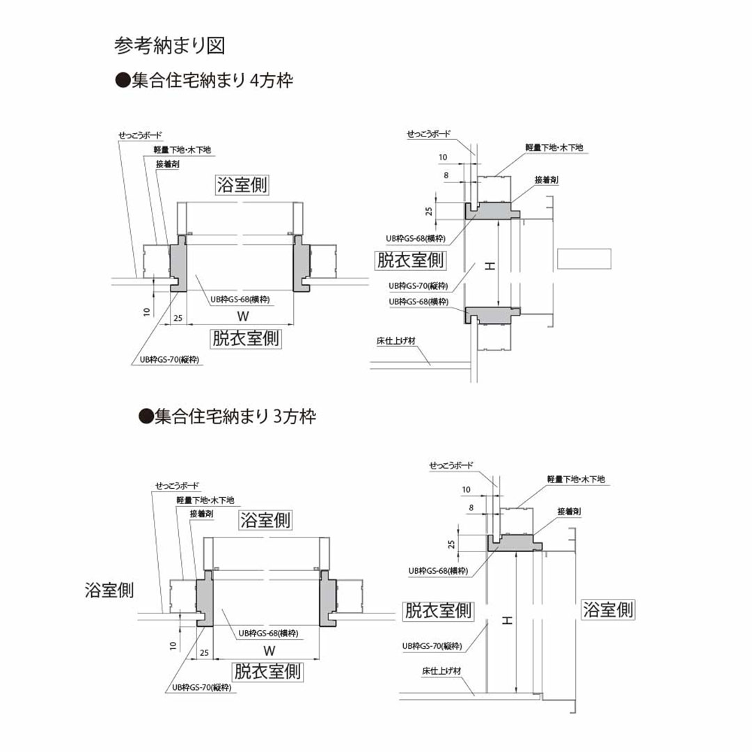 UB枠 GSタイプ 横枠 GS-68 長さ1600mm GS7W16【ケース販売】10本入 フクビ化学工業 FUKUVI