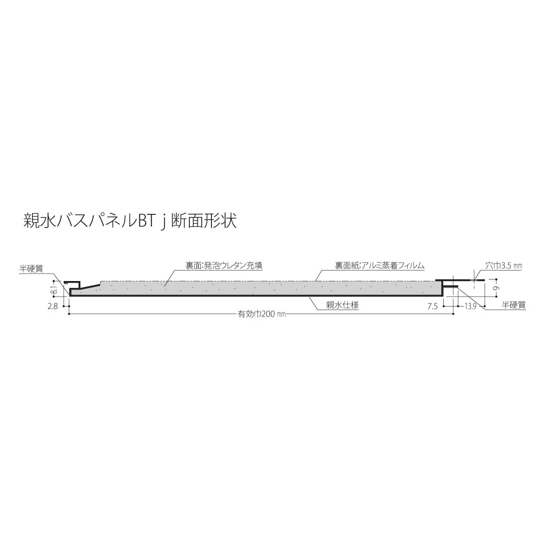 親水バスパネルBTj SBT4P06 4m ゾウゲ フクビ化学工業 FUKUVI