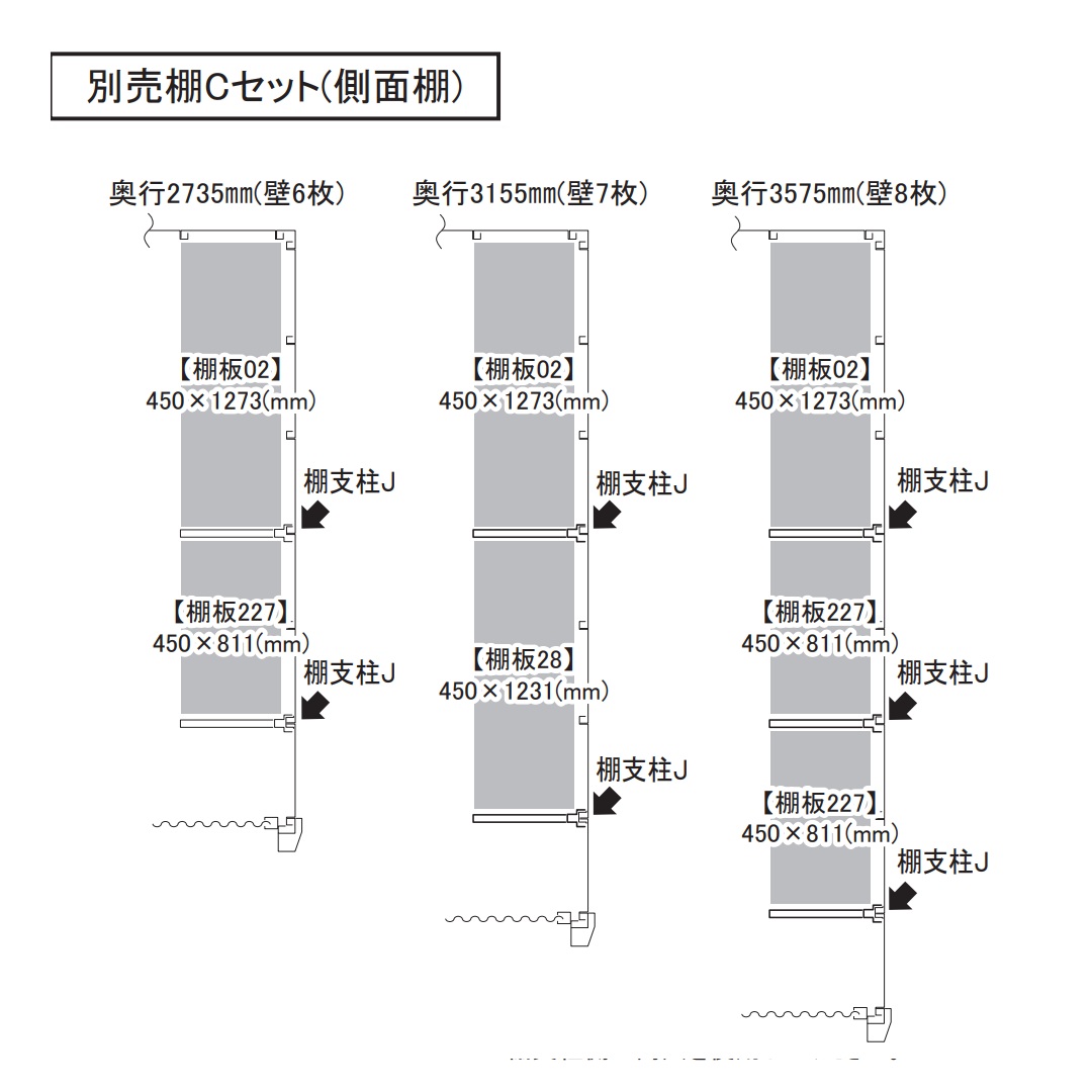 アルシアフィット 別売棚 Cセット 側面棚 DM-1826HDA用 GV57DC バイクガレージ 稲葉製作所【本体と同時購入で送料無料】