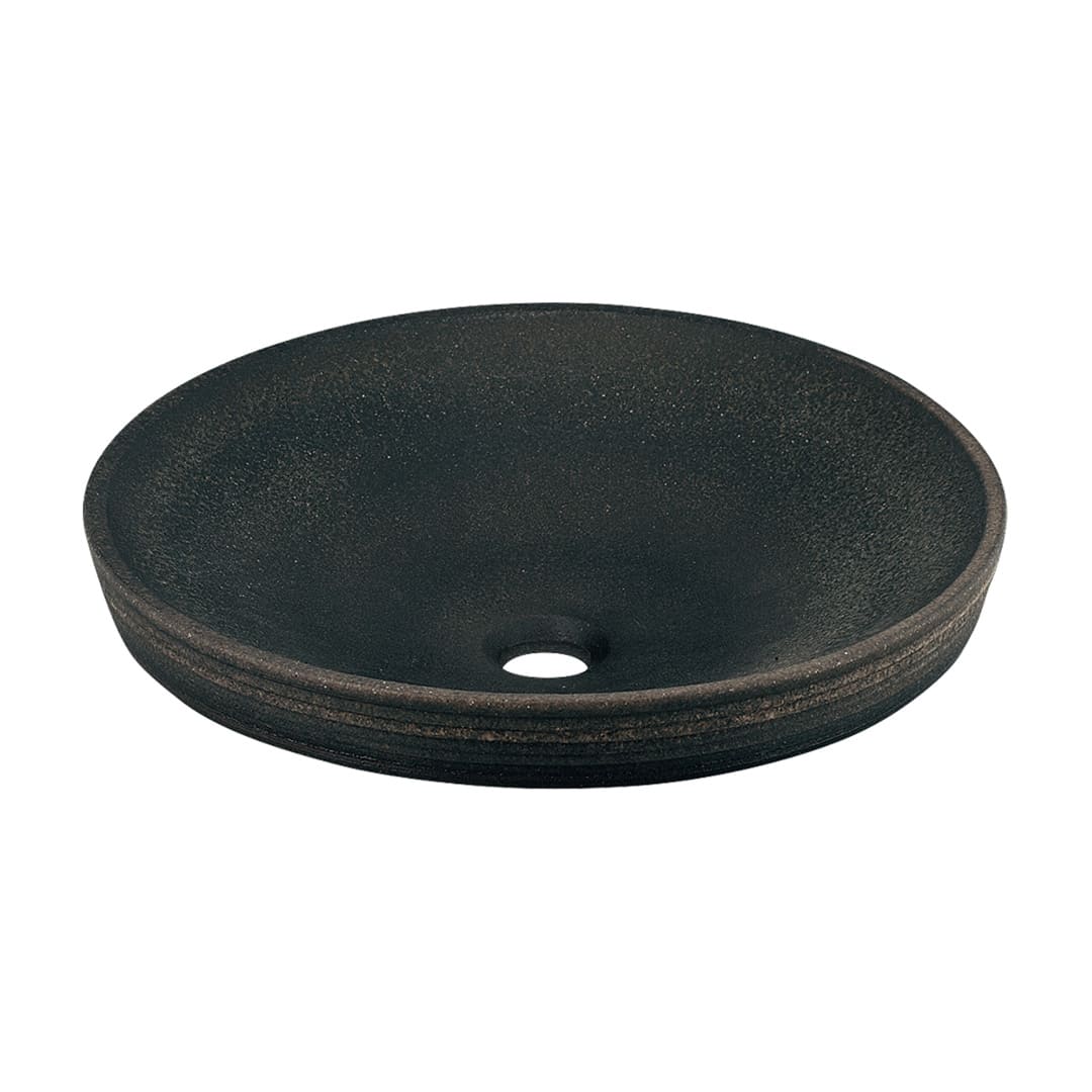 丸型洗面器 瑠珠 Luju (リュウジュ) 陶器製 半埋め 493-014-DG 古窯 カクダイ