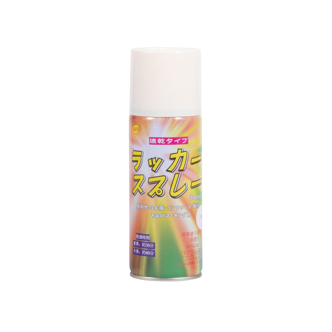 速乾タイプ カラースプレー 塗装用ノズル付 白 300ml ガス抜きキャップ付【ケース販売】6本入