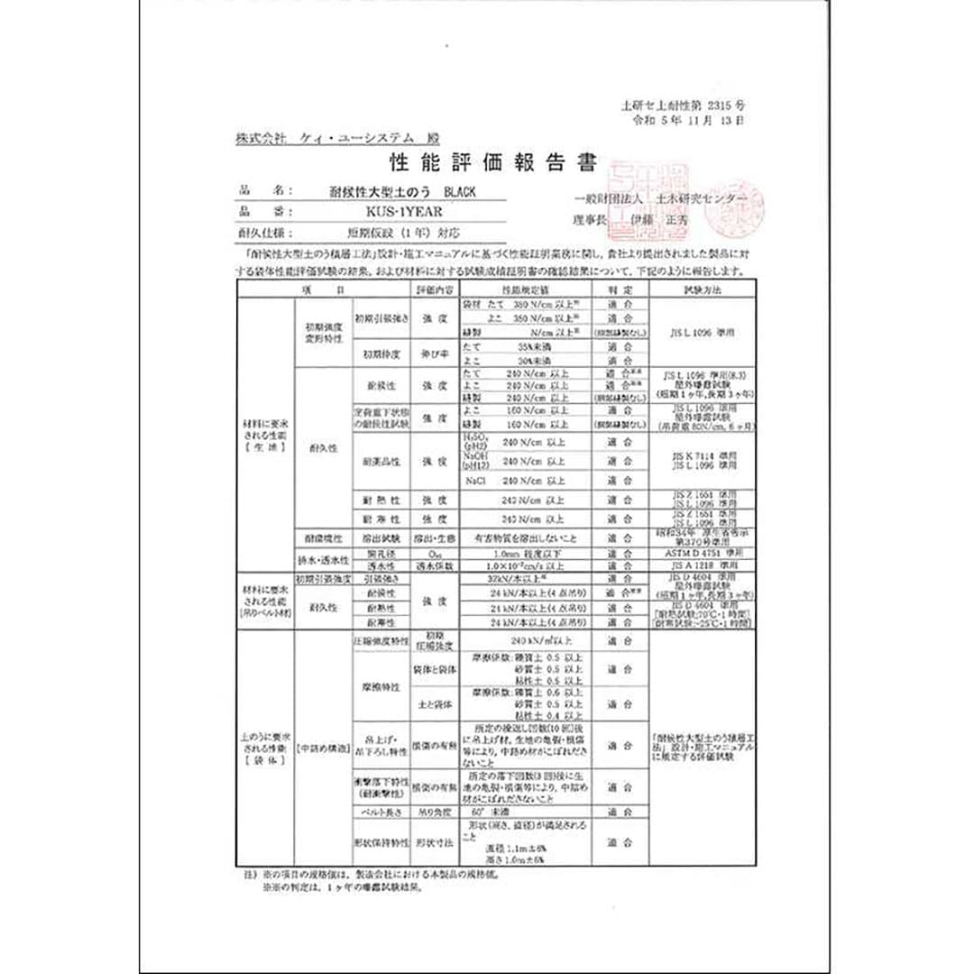 耐候性 大型 土のう袋 短期仮設 1年対応 新基準【ケース販売】5枚入 フレコンバッグ KMネクスト