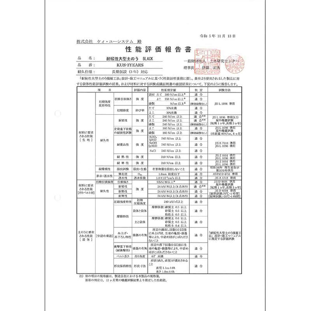 耐候性 大型 土のう袋 長期仮設 3年対応 新基準【ケース販売】5枚入 フレコンバッグ KMネクスト