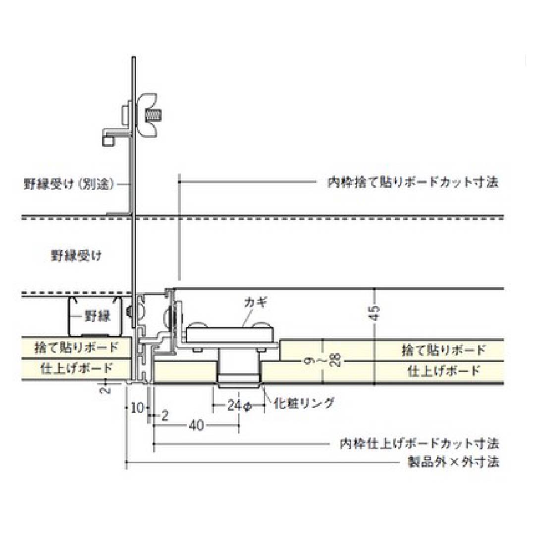 点検口 リーフ額 目地 454 CB 吊り金具 カギ付 カスタムブラック 450角 62766 天井 アルミ 外額 創建