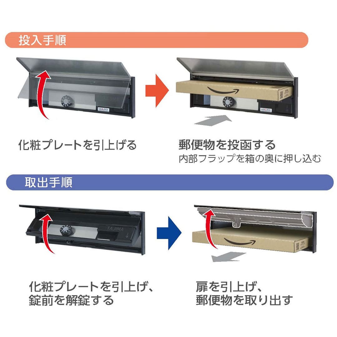 集合住宅用ポスト MX-68-2 ヘアライン 前入前出 2戸用  防雨型 大型郵便 myナンバー錠 田島メタルワーク