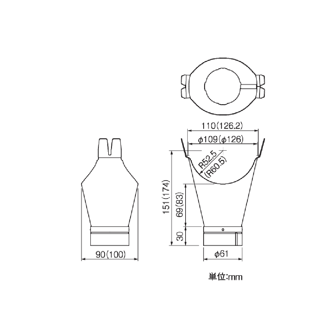 スタンダード 集水器(ラッパ・60Φ)半丸105 ブラウン 雨どい部品 タニタハウジングウェア GGF-20517