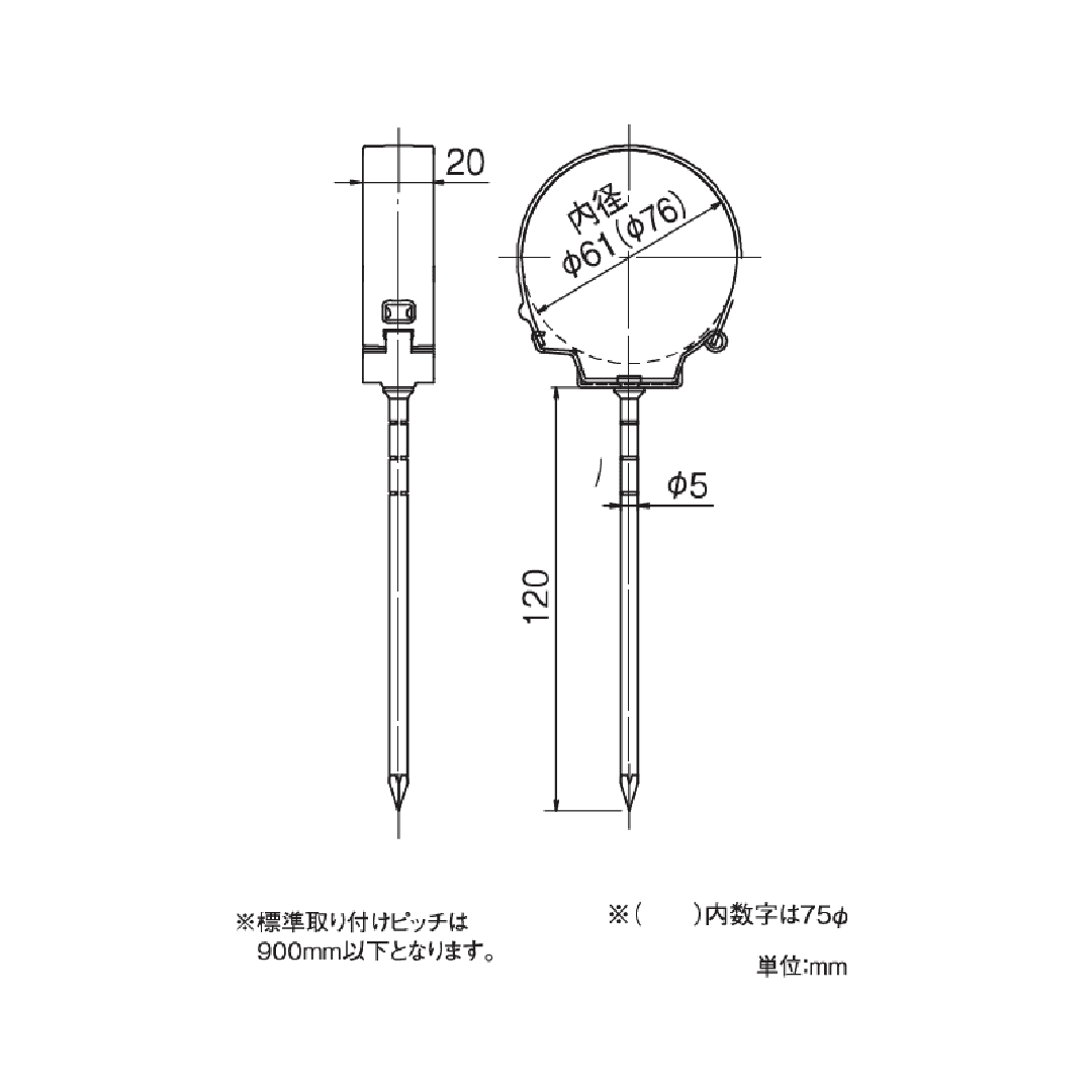 丸足スリムデンデン(L120・60Φ系列)ブラウン 雨どい 留め具 タニタハウジングウェア GGF-43557