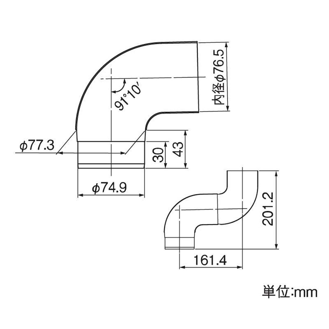 丸エルボ90°(75Φ) ブラウン タニタ 雨どい GGF-30737
