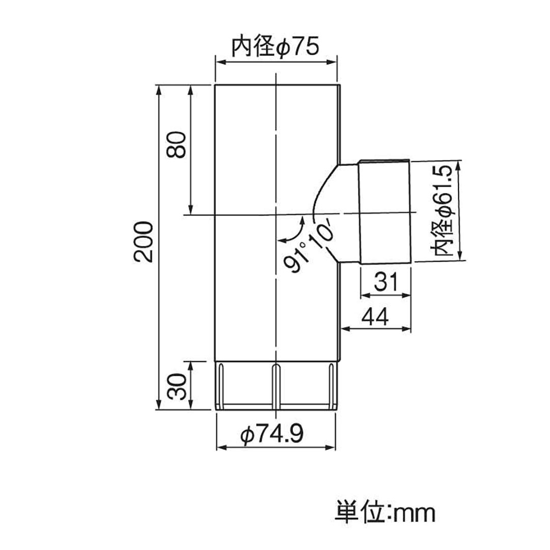 異径T字管(75Φx60Φ) ブラウン タニタ 雨どい GGF-32327